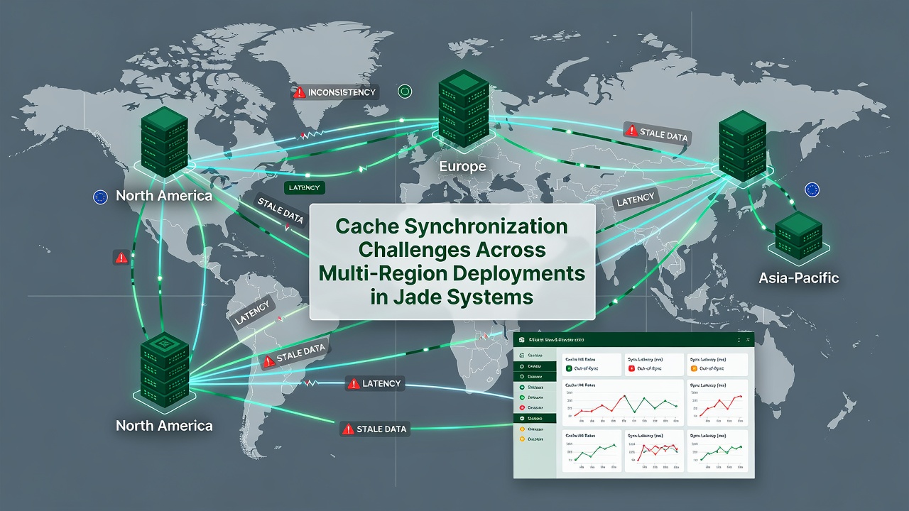 Visualization of propagation delays and conflict resolution flows in multi-region Jade cache setups