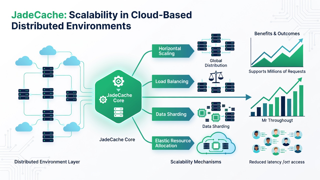 Performance graph illustrating cache hit rates and throughput scaling linearly as nodes increase from 10 to 200 in a distributed cloud test